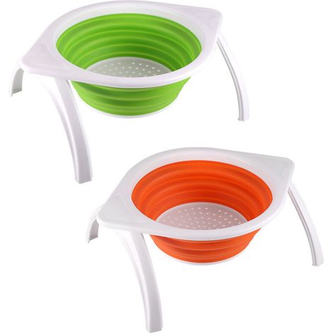 Panier de vidange pliable avec pieds, plaque filtrante avec support, bac à légumes, panier à fruits rétractable, panier de rangement (1/4)