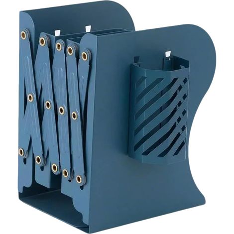 Petite bibliothèque de Bureau, étagère de Rangement télescopique, Organiseur de Bureau en métal avec Porte-Stylo, étagère de Rangement supérieure