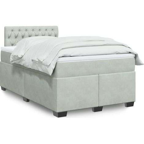 Boxspringbett mit Matratze Hellgrau 120x200 cm Samt