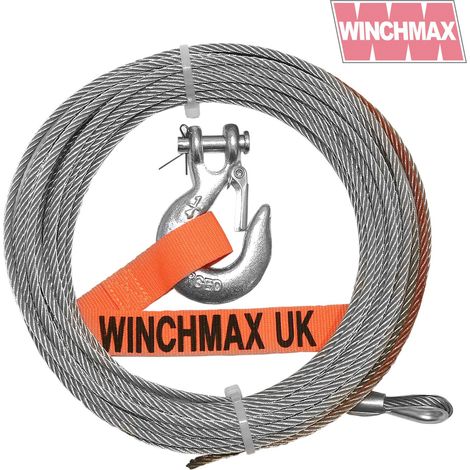 Stahlseil 15 m x 6 mm. Lochreparatur. 1/4 Zoll Haken.