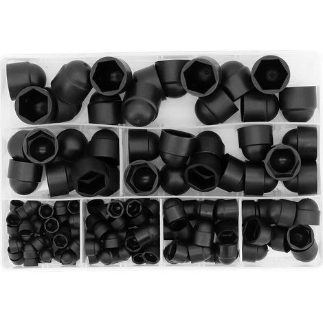royaluxe -Plastique Boulons Capuchon, 145 Pcs Cache Boulons Capuchon à Vis Écrou de Boulon à Dôme Noir Cache Vis Écrou de Protection (1/5)
