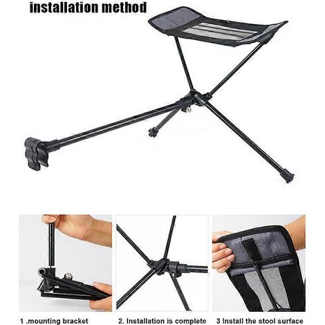 Chaise pliante portable d'extérieur, porte-serpillère à pied, tabouret télescopique à pédale en aluminium neuf (1/4)