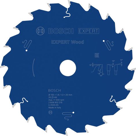 Bosch EXPERT Wood Circular Saw Blade 165 x 1.8/1.3 x 20 mm T20 2608902216 (1/4)