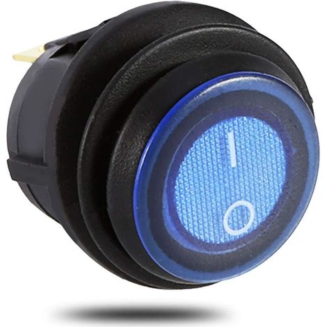 3 Broches Interrupteur à Bascule, 12V 16A Commutateur On/Off Rond avec LED Lumière Bleu pour Voiture Camion Commutateur de Contrôle Bouton Marche/Arrêt (1/5)