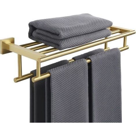 40 cm Handtuchhalter mit zwei Handtuchhalter-Wandhalterungen, Edelstahl 304, gebürstetes Gold-Finish (1/4)