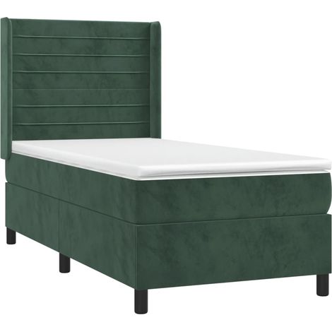 Giroletto a Molle con Materasso Verde Scuro 90x200 cm Velluto vidaXL (1/5)