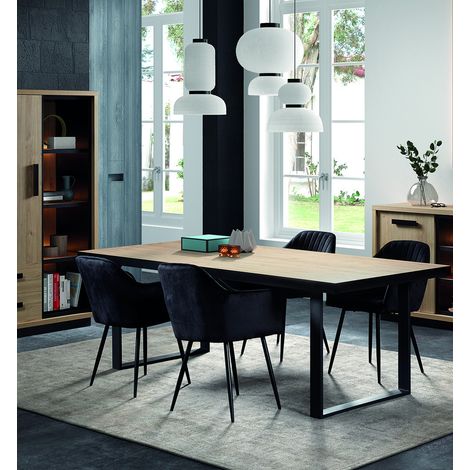 Table de salle à manger contemporaine chêne clair Tiffanie (1/5)