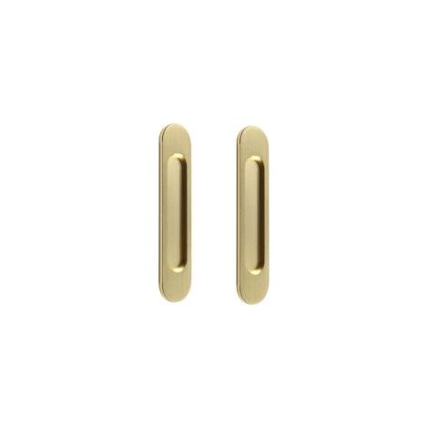(Gold) Set mit 2 selbstklebenden ovalen Schiebetürgriffen, gebürstete Oberfläche - Crezuo