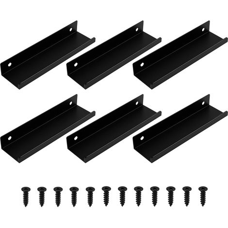 Lot de 6 étagères murales en métal Noir pour vinyles – Support Mural Minimaliste pour disques, Porte-Album, Solution d’Exposition LP 7-12 Pouces, présentoir CD, Livres et Cartes, Stable et élégant (1/5)