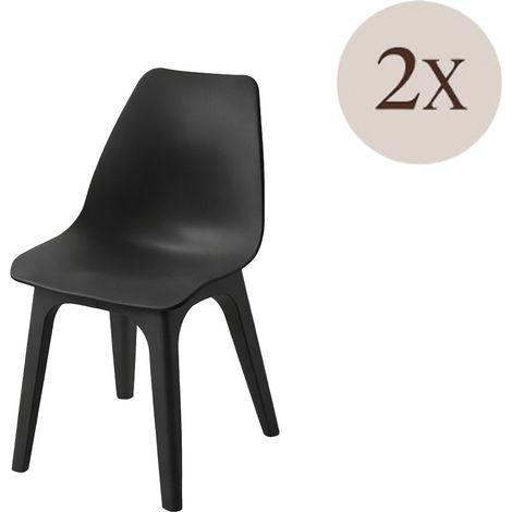 Sedia da Esterno Montivilla, 2 Sedie, Peso Supportato 120 kg Made in Italy, Sfumatura Colore Seduta Antracite, Nero Antracite