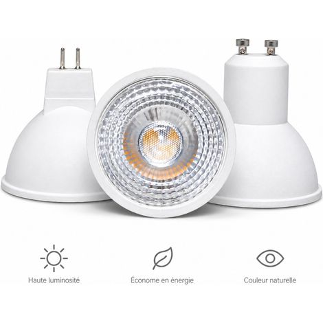 10 x Ampoules LED GU10 7W Equivalent 50W Lumiere Naturelle 4500K 560 LM 110 Degres Sans Scintillement Aluminium (1/5)