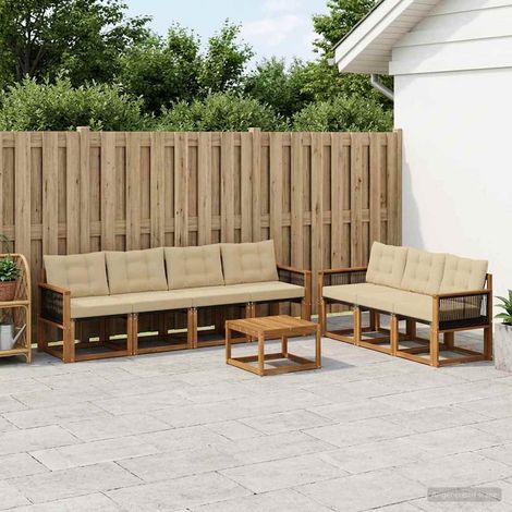 vidaXL Outdoor-Sofagarnitur mit Kissen 8 pcs Natur und Beige (1/5)