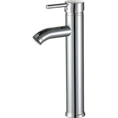 Tigrezy Wasserhahn mit hohem Wasserhahn für Waschbecken oder Badezimmerwaschbecken, heiß- und kaltverstellbare Waschtischarmatur, verchromtes Messing (Silbergrau)