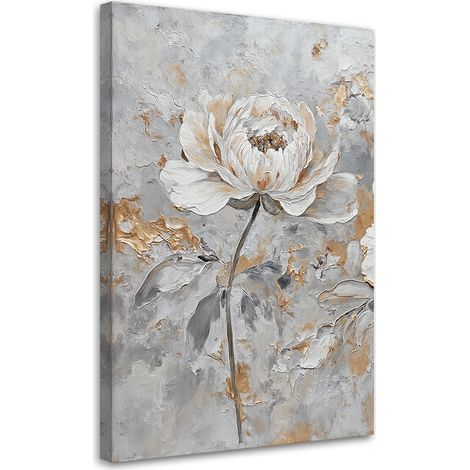 Tableau déco Fleur de rose or argenté 40x60 (1/5)
