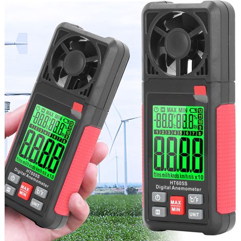 Anémomètre portable HT605S, débitmètre d'air à thermistance de haute précision, adapté au surf, au vol de drones, aux avions radiocommandés, au tir au golf et au CVC. (1/5)