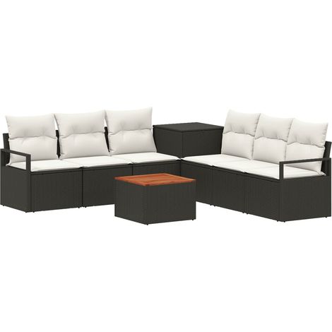 Juego de Sofá 8 uds. Negro y Blanco Crema vidaXL (1/5)