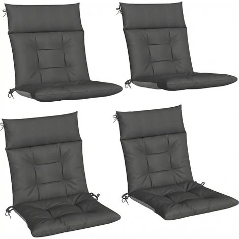 Lounge Chair Cushions, Set of 4, 111.5 x 53 x 10 cm, Dark Grey (1/5)