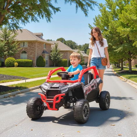 Coche Eléctrico para Niños 12V con Licencia Kawasaki Teryx KRX 1000 Control Remoto Suspensión Trasera Rojo (1/5)