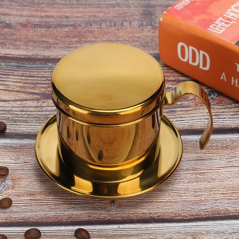Kaffeemaschine im vietnamesischen Stil aus Edelstahl, Filterkaffeemaschine für Zuhause, Küche, Büro und Outdoor, Gold (1/5)