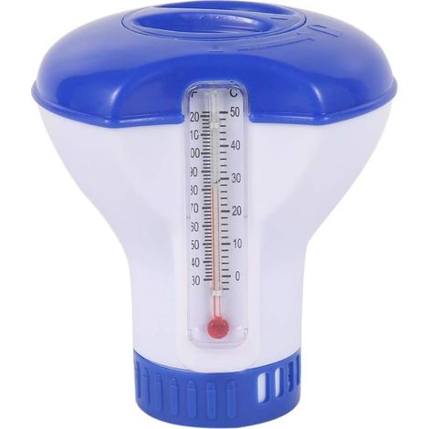 Chlorspender für Schwimmbecken – schwimmend, mit Thermometer und einstellbarer Durchflussrate – kompatibel mit 1-Zoll- und 3-Zoll-Tabletten – 1 Stück (1/5)