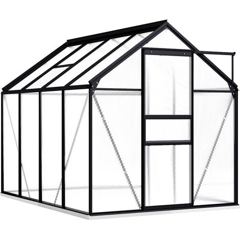 Serre avec cadre de base Serre de Jardin Abri de Plantes Anthracite Aluminium 4,75 m² NSME5872 (1/5)