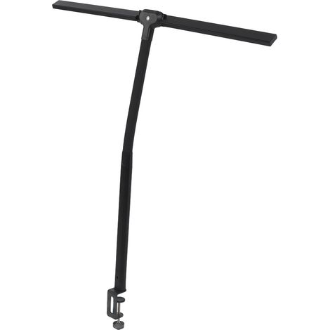 Lampe de bureau à double tête et col de cygne 24 W avec protection oculaire, détachable, alimentation AC100-240 V, LED noire, idéale pour le travail et la lecture (prise UE). (1/5)