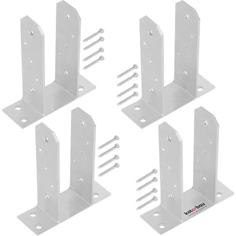 KOTARBAU® 4 Pièces Support Poteau Bois - à Visser - TT - Acier Galvanisé - 70 mm - Argent - Pied de Poteau - Fixation Robuste - Embase (1/5)