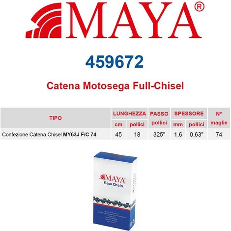 Catena confezionata .325&quot 1.6 mm - .063&quot 74 maglie con antirimbalzo profilo Quadro - 459672
