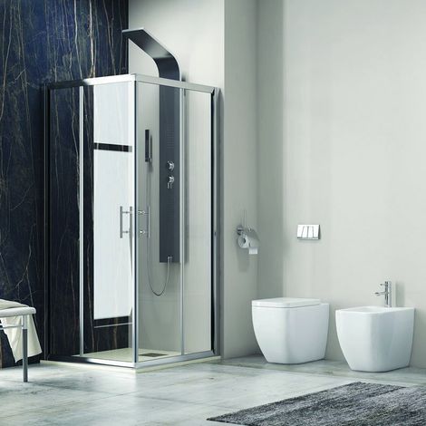 Box doccia 70x90 angolare con 2 ante scorrevoli cristallo 6mm KF1000 kamalu