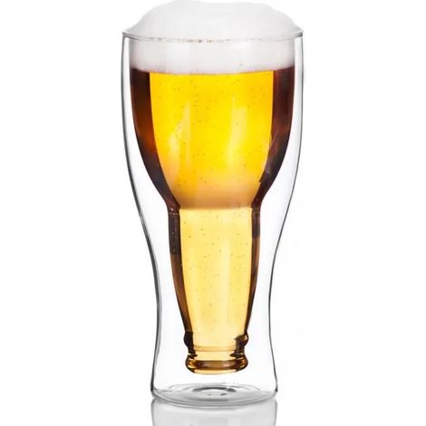 Verre à bière - Bouteille renversée - Design original - Verre - 1 pièce (1/4)