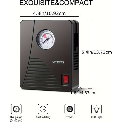 Portable Air Compressor for Tires, 120PSI Air Pump for Cars, Motorcycles And Bicycles, Electric Tire Inflator with Pressure Gauge, Without Battery (1/5)