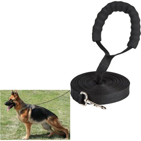Laisse de Dressage pour Chien - 10 m de Long - en Nylon - pour Grands Chiens - avec poignée rembourrée Confortable - pour Le Suivi des Animaux de Compagnie, Le Camping, Le Jeu et Le Jardin (10 m) (1/5)