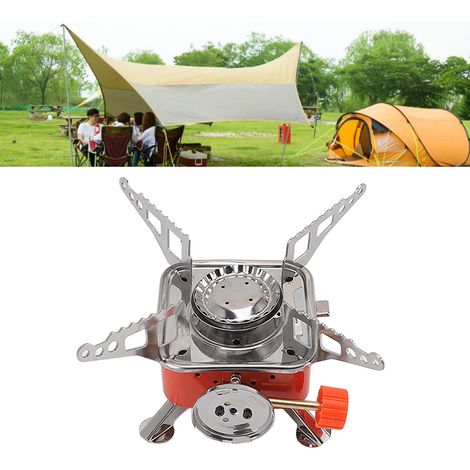 Réchaud à gaz d'extérieur, mini réchaud carré, réchaud à cassette pliable portable, réchaud de camping, équipement de cuisine en plein air. (1/5)