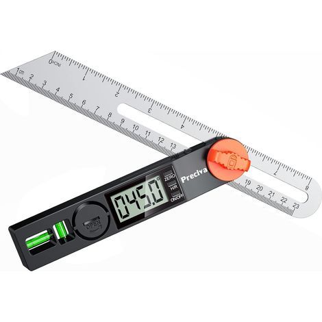 False Square with Digital Display, Adjustable Carpenter's Square, 230MM/8 Inch Stainless Steel Ruler + ABS Handle, Supports Locking Results and Reversing Reading (1/5)