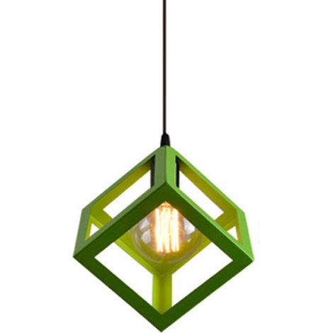 Suspension Lustre En Forme De Cube Suspension Luminaire Moderne Plafonnier Rétro Vintage Vert (1/5)