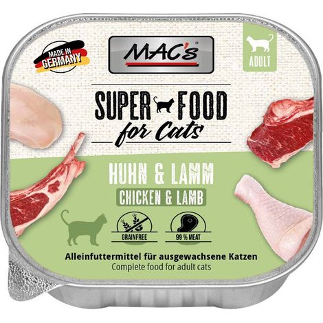 MAC's Cat SUPER ALIMENT Barquette de 100 g - Poulet et Agneau 100 g