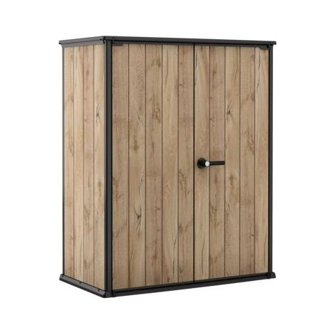 Keter – Armoire de jardin 1400L – Résine haute qualité – Dimensions 140x74x170 cm – Aspect bois – 2 étagères pour rangement optimisé