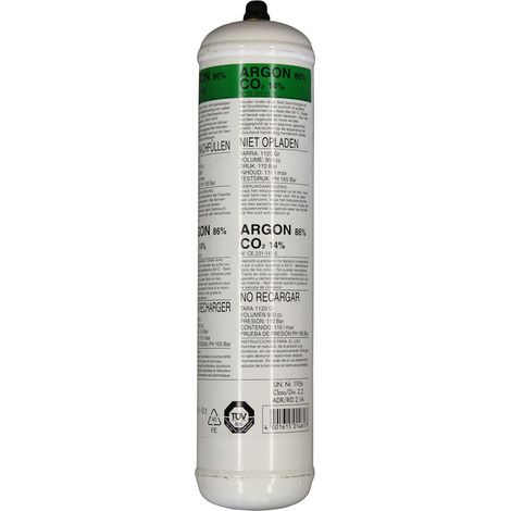 Einwegflasche Mischgas Ar 86% / Co2 14% (1/2)