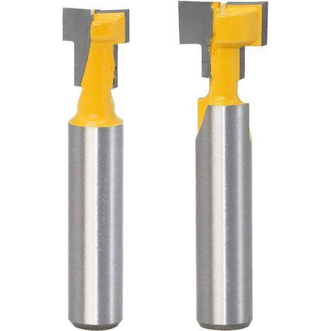 2-teiliges Set T-Nutfräser mit 8-mm-Schaft für Holz, geeignet für 9,52-mm- und 12,7-mm-Sechskantschrauben, gelb (1/5)