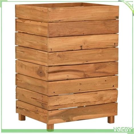 Jardinière surélevée - FAFEICY - 47427 - Bois de teck recyclé - Étagère acier réglable - 50x40x72 cm (1/5)