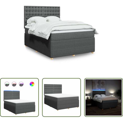 Matelas à ressorts ensachés - Sommier à lattes de lit avec matelas Gris foncé 140x190cm Tissu (1/5)