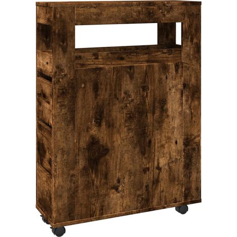 Maison Exclusive - Mobile da Bagno Stretto con Ruote Rovere Fumo in Truciolato