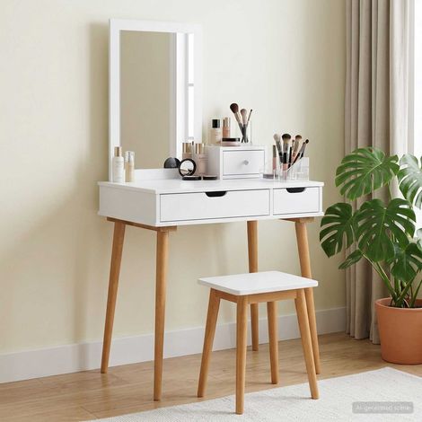 vidaXL Conjunto de Mesa de Tocador FAUSKE 3 uds. Blanco (1/5)