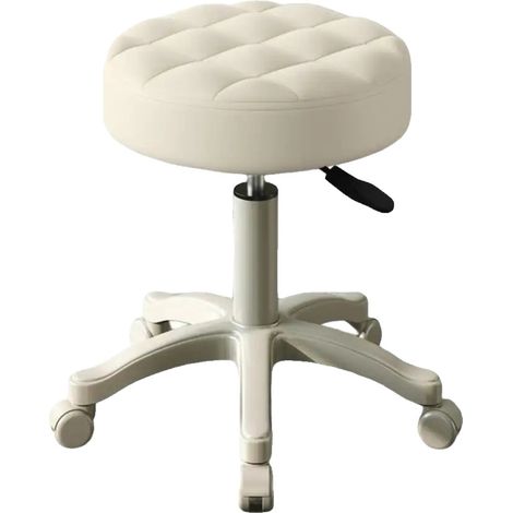Tabouret roulant, hauteur réglable, rotation à 360 degrés, Beige (1/2)