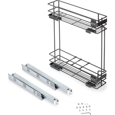 Portabottiglie estraibile, modulo 150 mm, chiusufa soft, Acciaio, Grigio antracite 8946535 EMUCA (1/5)