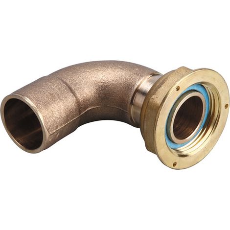 Raccord NF coudé 90° joint plat compteur écrou 6/20 à braser sur tube cuivre Ø28 - Gurtner