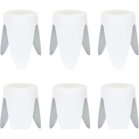 Lot de 6 Tabourets Empilables "Eve" 46cm Blanc (1/5)
