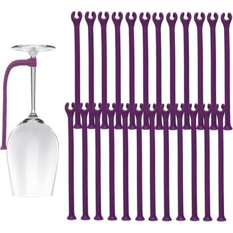 NALOOKAMIC 24 Pièces (Violet) Support de Verre à Vin, Silicone Verre à vin Support Réglables 17 cm,Verres Supports pour Lave Vaisselle Cuisine Gadget Convient à Une Large Gamme de Verres à Vins (1/5)