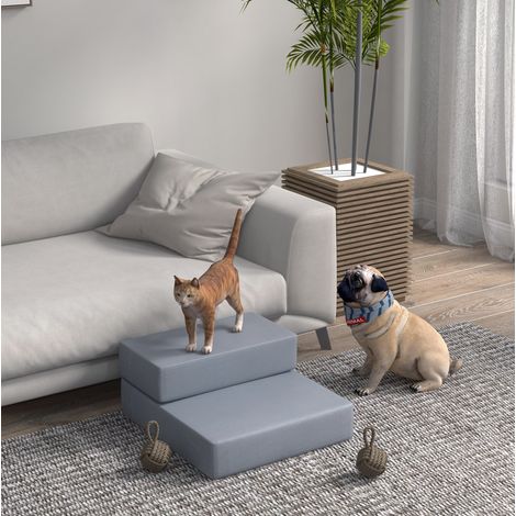 Scaletta pieghevole per animali 45x39x20 cm in schiuma e PU grigio scuro – MEUBLIV (1/5)
