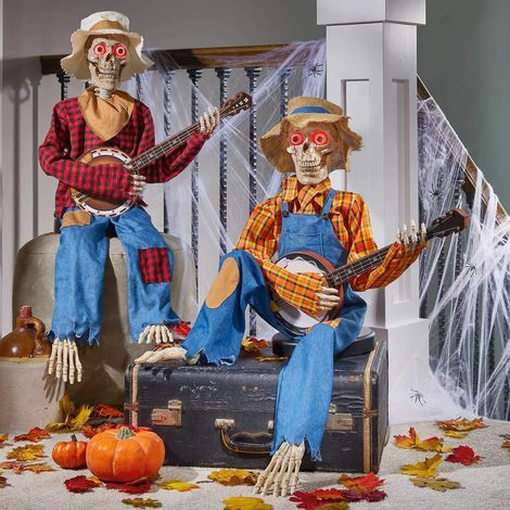 Leuchtendes Halloween-Skelett, 2 Stück, Deko-Ornamente, Halloween-Dekoration (1/4)